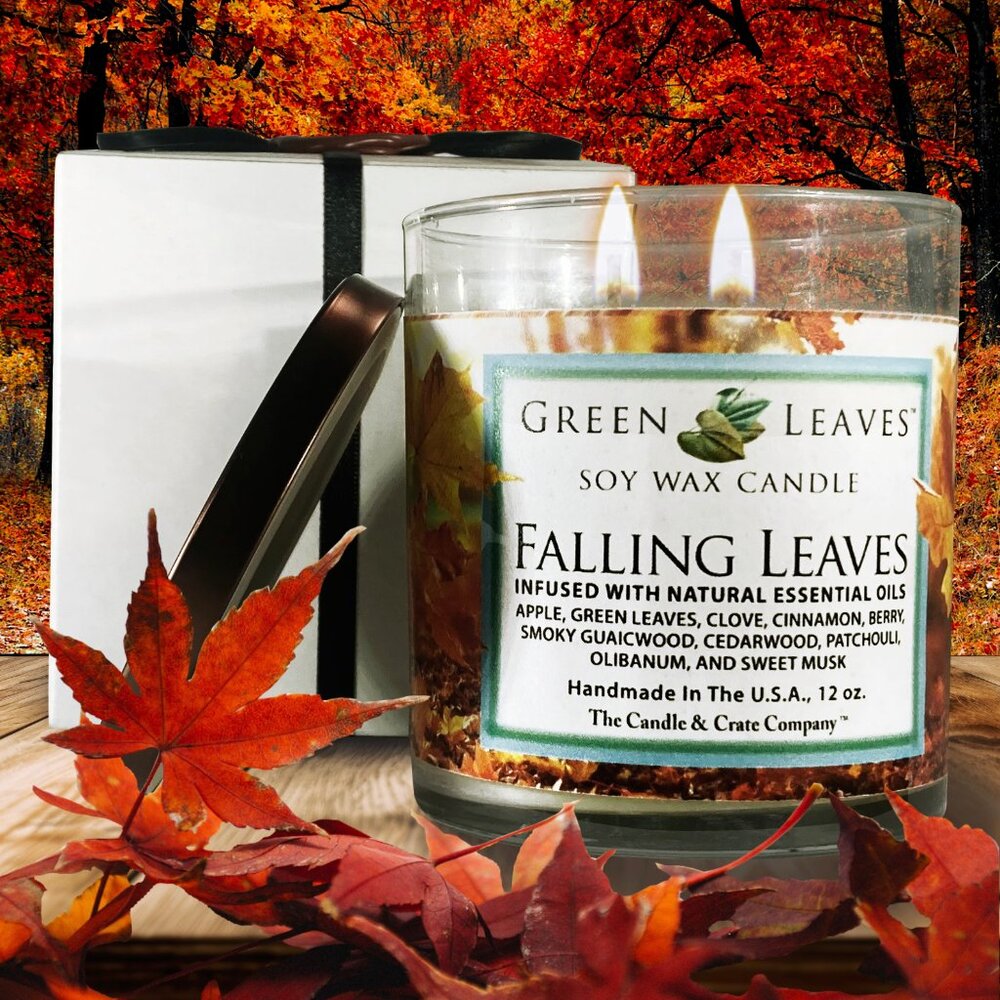 Falling Leaves, Handmade 12oz. 2-Wick, Scented Soy Wax Candle